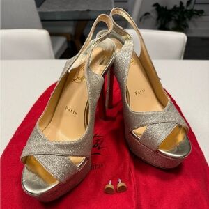 Christian Louboutin Glitter Heels - Red and Gold